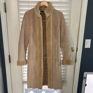 Beautiful Women's Long Tan Faux Shearling Coat